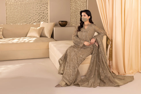 Flossie Embroidered Chiffon Suit DA-03