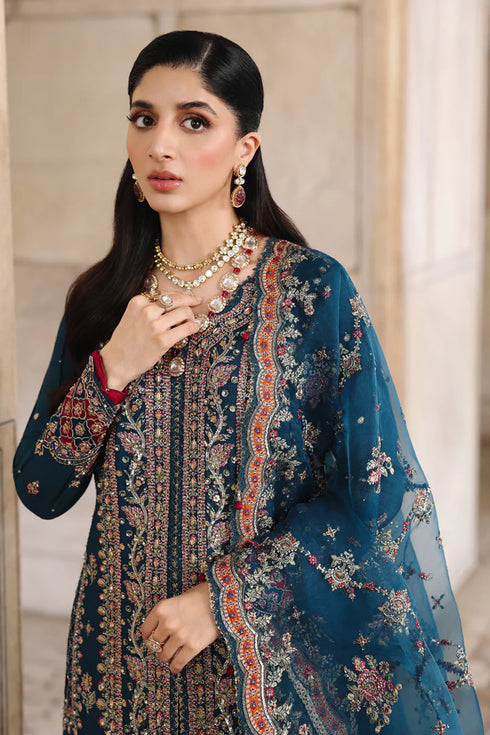 Qalamkar Embroidered Raw Silk Suit RH-02 NEELAM