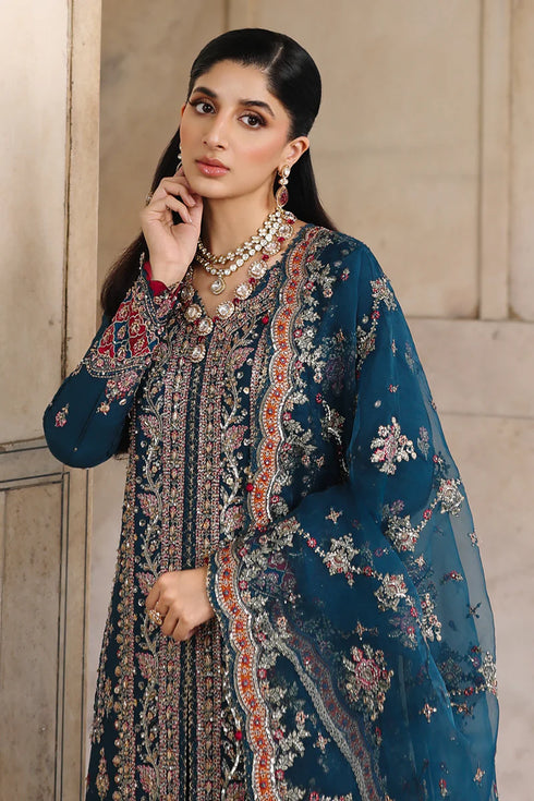 Qalamkar Embroidered Raw Silk Suit RH-02 NEELAM