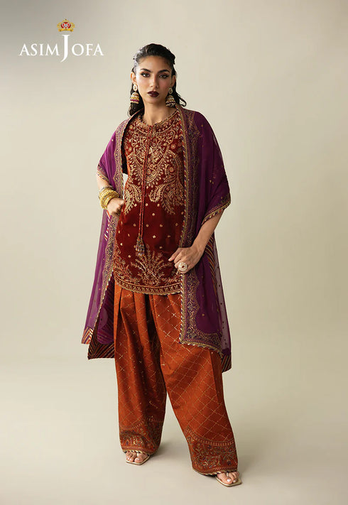 Asim Jofa Embroidered Velvet Suit AJULM-08