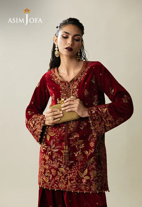 Asim Jofa Embroidered Velvet Suit AJULM-05