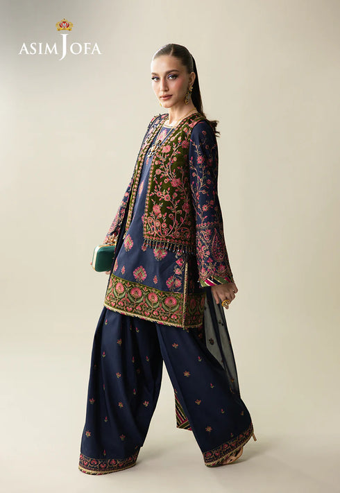 Asim Jofa Embroidered Velvet Suit AJULM-04