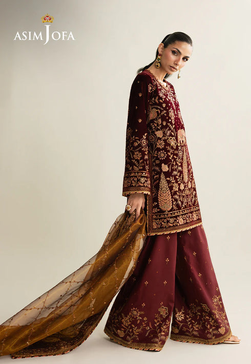 Asim Jofa Embroidered Velvet Suit AJULM-07