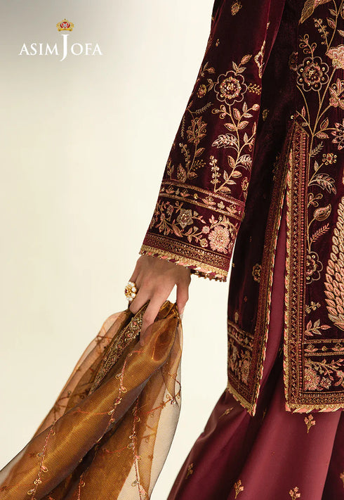 Asim Jofa Embroidered Velvet Suit AJULM-07