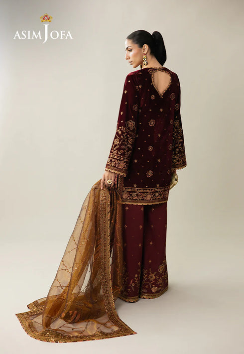 Asim Jofa Embroidered Velvet Suit AJULM-07