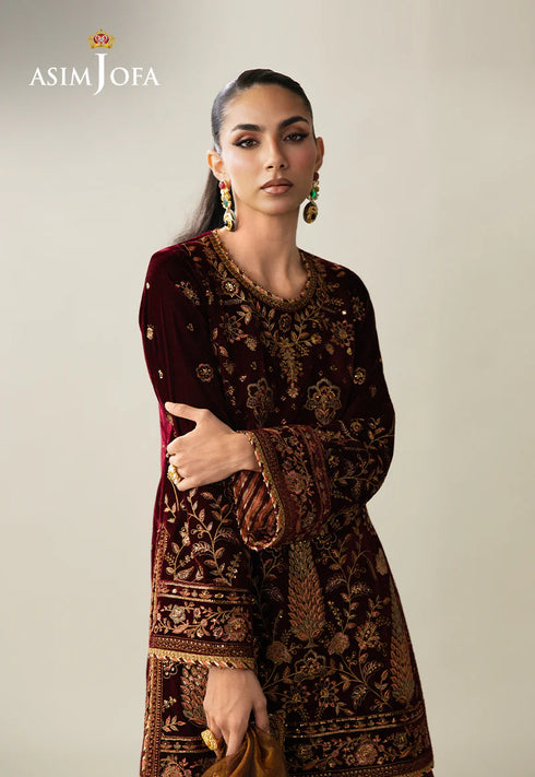 Asim Jofa Embroidered Velvet Suit AJULM-07