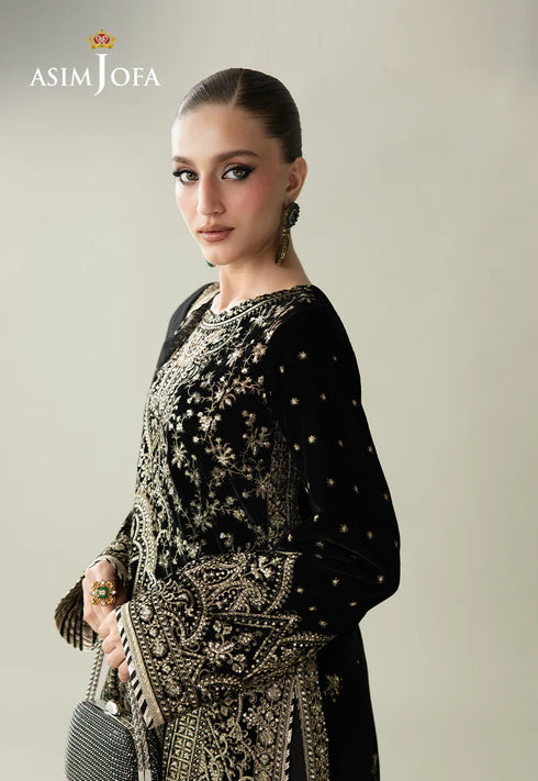 Asim Jofa Embroidered Velvet Suit AJULM-01