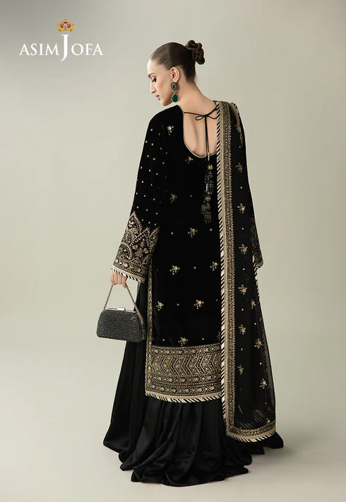 Asim Jofa Embroidered Velvet Suit AJULM-01