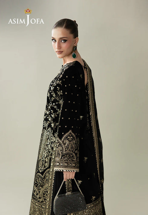 Asim Jofa Embroidered Velvet Suit AJULM-01