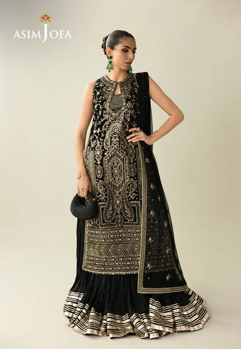 Asim Jofa Embroidered Velvet Suit AJULM-01