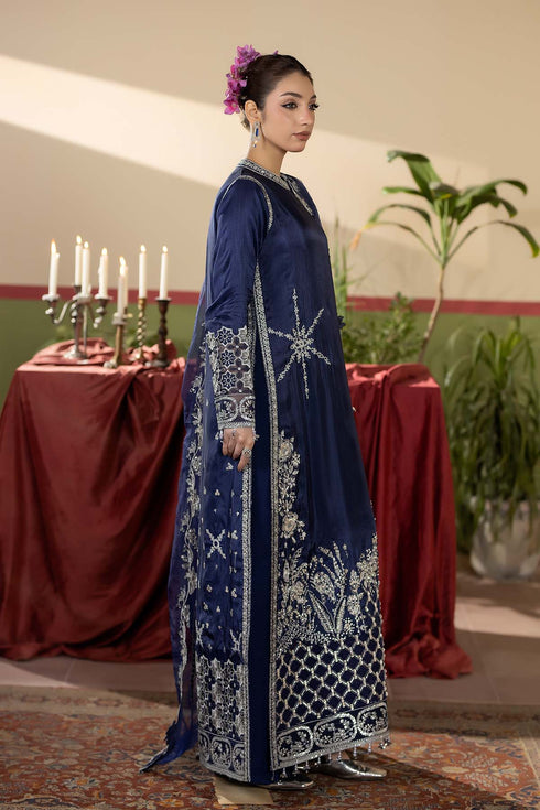 Maryams Embroidered Silk Suit Neelam-HRI-8593