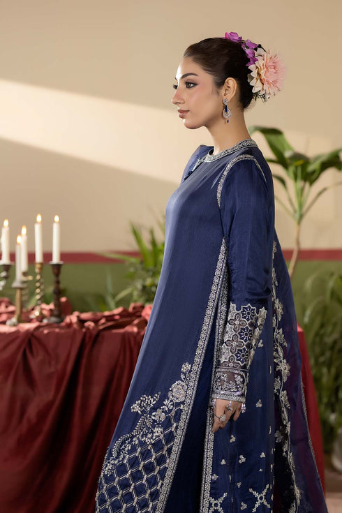 Maryams Embroidered Silk Suit Neelam-HRI-8593