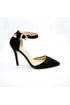 Pointy Toe Stiletto ankle strape court shoes Black Suede 221
