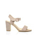 Women Low Block Heel Sandals Nude Suede G-1840