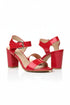 Low Block Heel Sandals Red Pat G-1840