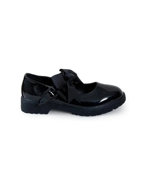 Girls Mary Jane School Shoes with Bow On Strap- Black Patent BET-78
