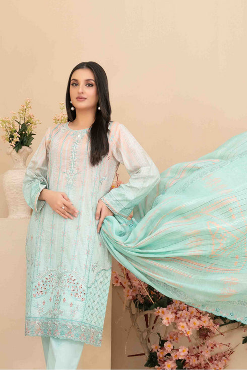 Tawakkal Digital Printed Embroidered Lawn Suit D-3413