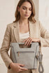 Faux Crocodile Rock N Roll V Handbag - Grey