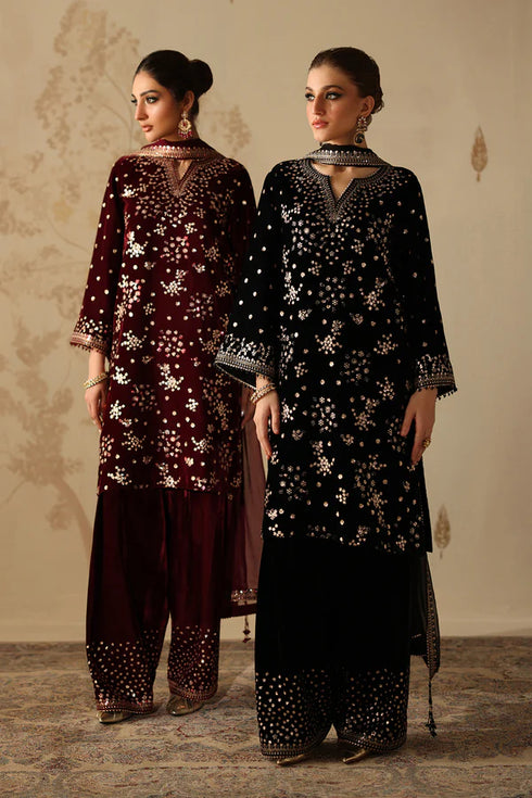 Barqoue Embroidered Velvet Suit UF-4315