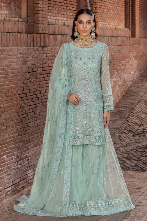 Flossie Embroidered Chiffon 3 Piece suit SNOW PEA B