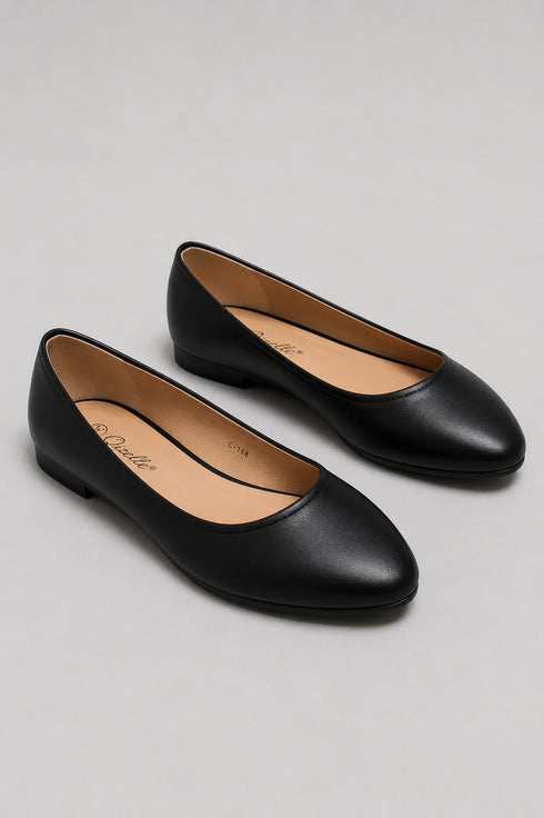 Women's Black Closed Toe Ballet Flats