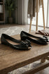 Womens Black Patent Jelly Ballet Flats with Bow – Ladies Comfy Slip-On Shoes Casual Wear Every-Day Jelly Ballerina Pumps