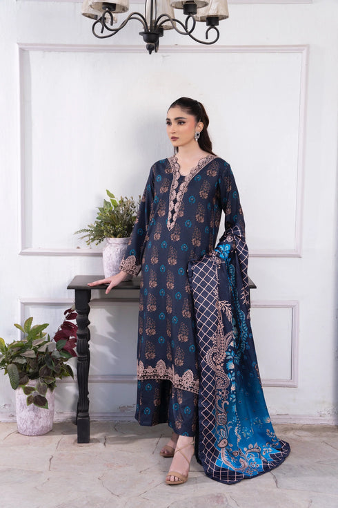 Raniya Embroidered Dhanak 3 Piece Suit RH-03