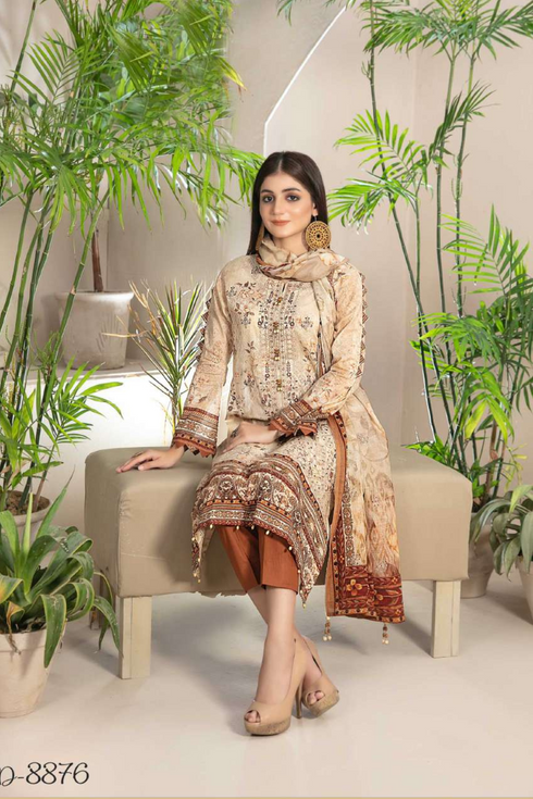 Tawakkal Embroidered Lawn 3 Piece Suit D-8876