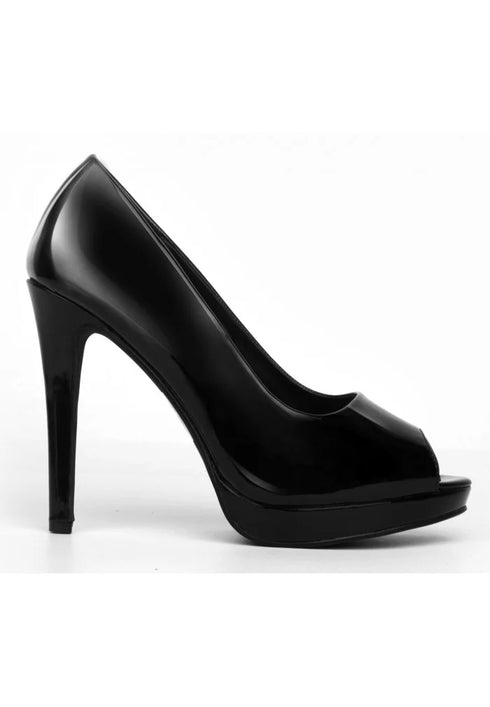 Black Patent Peep Toe High Heel Court Shoes – G-926