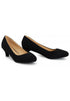Women Round Toe Kitten Heel Shoes Black Suede G-20 PLUS