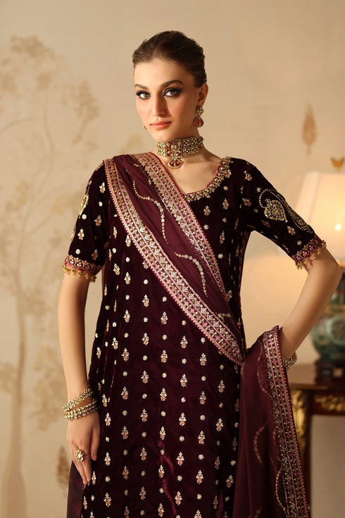 Barqoue Embroidered Velvet Suit UF-4313