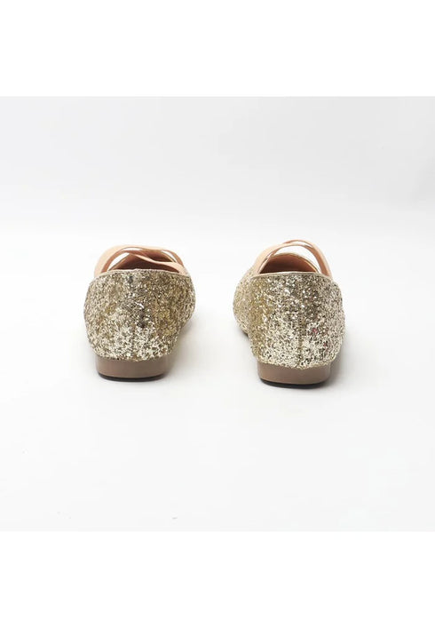 Girl’s Mary Jane Ballerina Flat Shoes- Gold Glitter