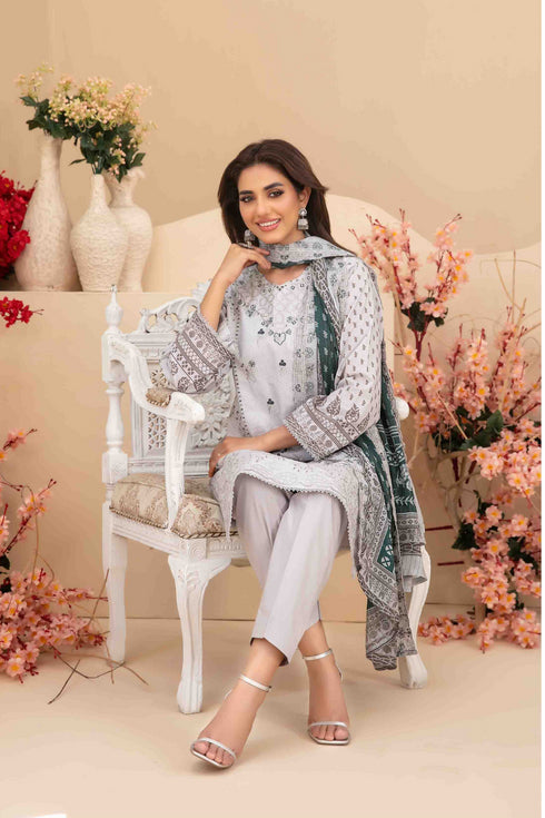 Tawakkal Digital Printed Embroidered Lawn Suit D-3411