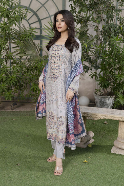 Soni Embroidered Dhanak 3 Piece Suit SD-14