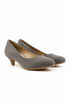 Women Round Toe Kitten Heel Shoes Grey Suede G-20