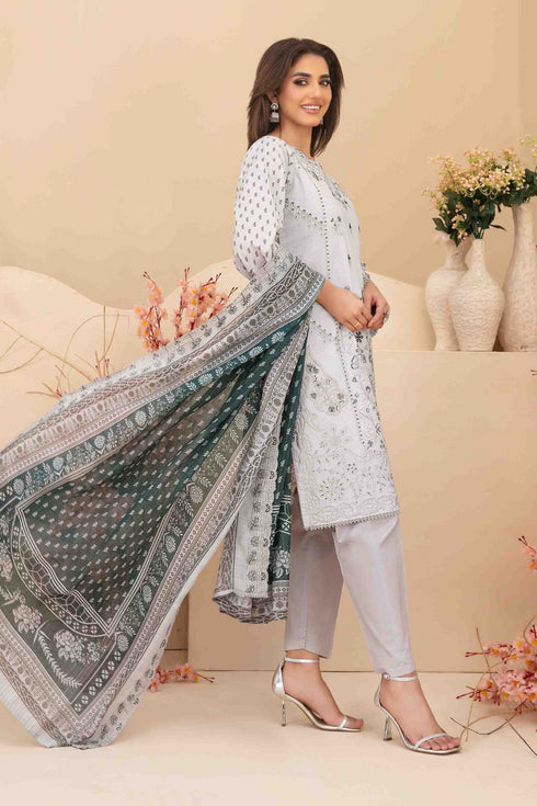 Tawakkal Digital Printed Embroidered Lawn Suit D-3411