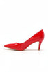 Mid Heels Pointed Toe Party Court Shoes- Red Patent G-923-5