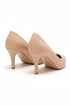Womens Mid Heels Pointed Toe Party Court Shoes- Nude Patent G-923-4