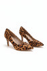 Womens Mid Heels Pointed Toe Party Court Shoes- Leopard Suede G-923-2