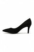 Womens Mid Heels Pointed Toe Party Court Shoes- Black Suede G-923-1