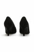 Womens Mid Heels Pointed Toe Party Court Shoes- Black Suede G-923-1