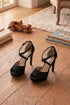 Black Suede Ankle Strap Heel BS27