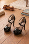 Black Patent Ankle Strap Heel BS27