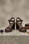 Grey Suede Ankle Strap Heel 1840