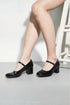 Black Patent Round Toe Block Kitten Heel Shoes – G-1830-4