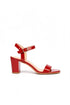 Women's Red Patent Ankle Strap Block Heel Sandals Buckle Round Toe G-1840