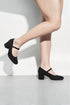 Black Suede Round Toe Block Kitten Heel Mary Jane Shoes – G-1830-3