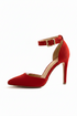 Red Suede Ankle Strap Heel 221