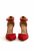 Red Suede Ankle Strap Heel 221