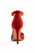 Red Suede Ankle Strap Heel 221